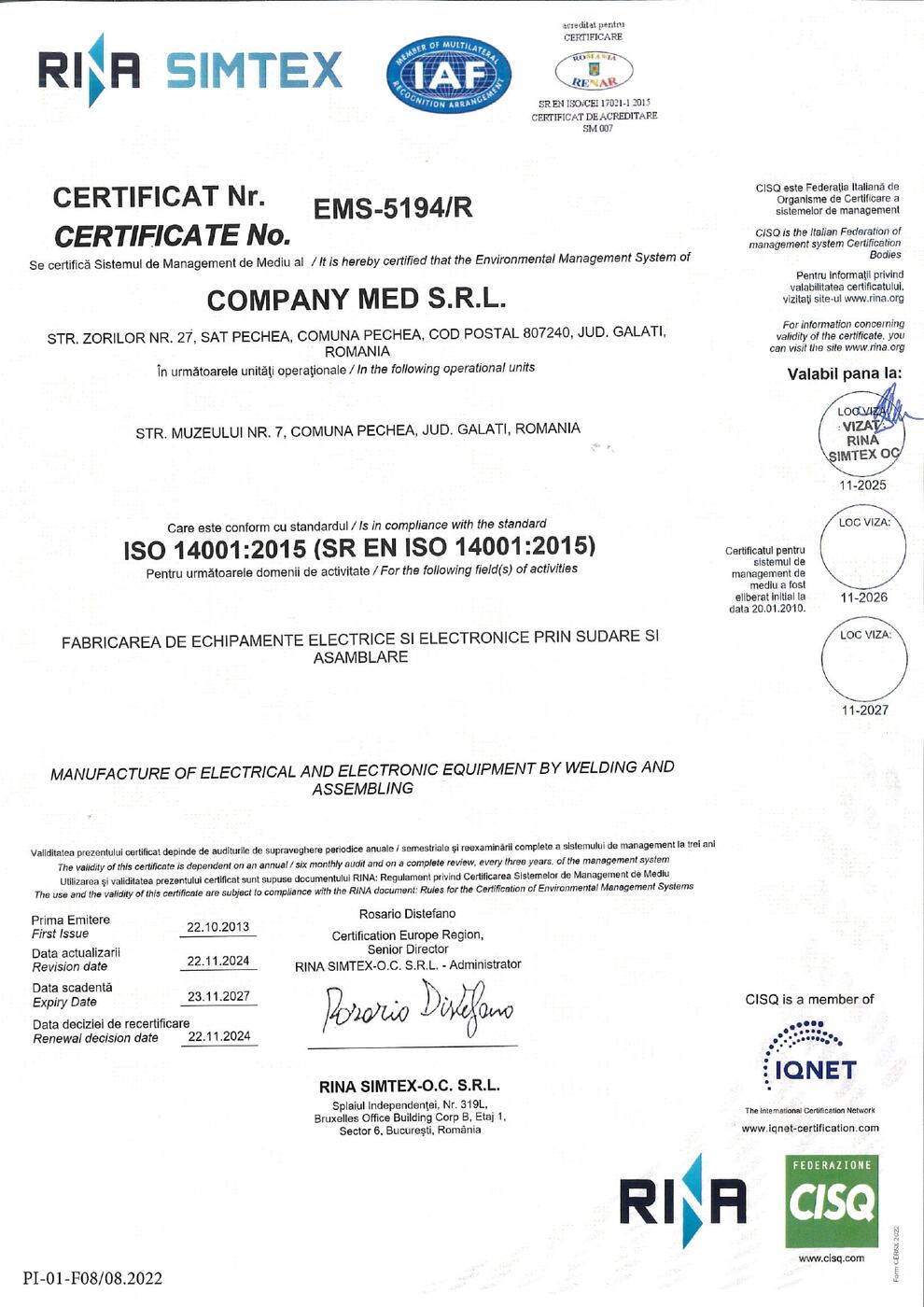 ISO 14001 Certificate